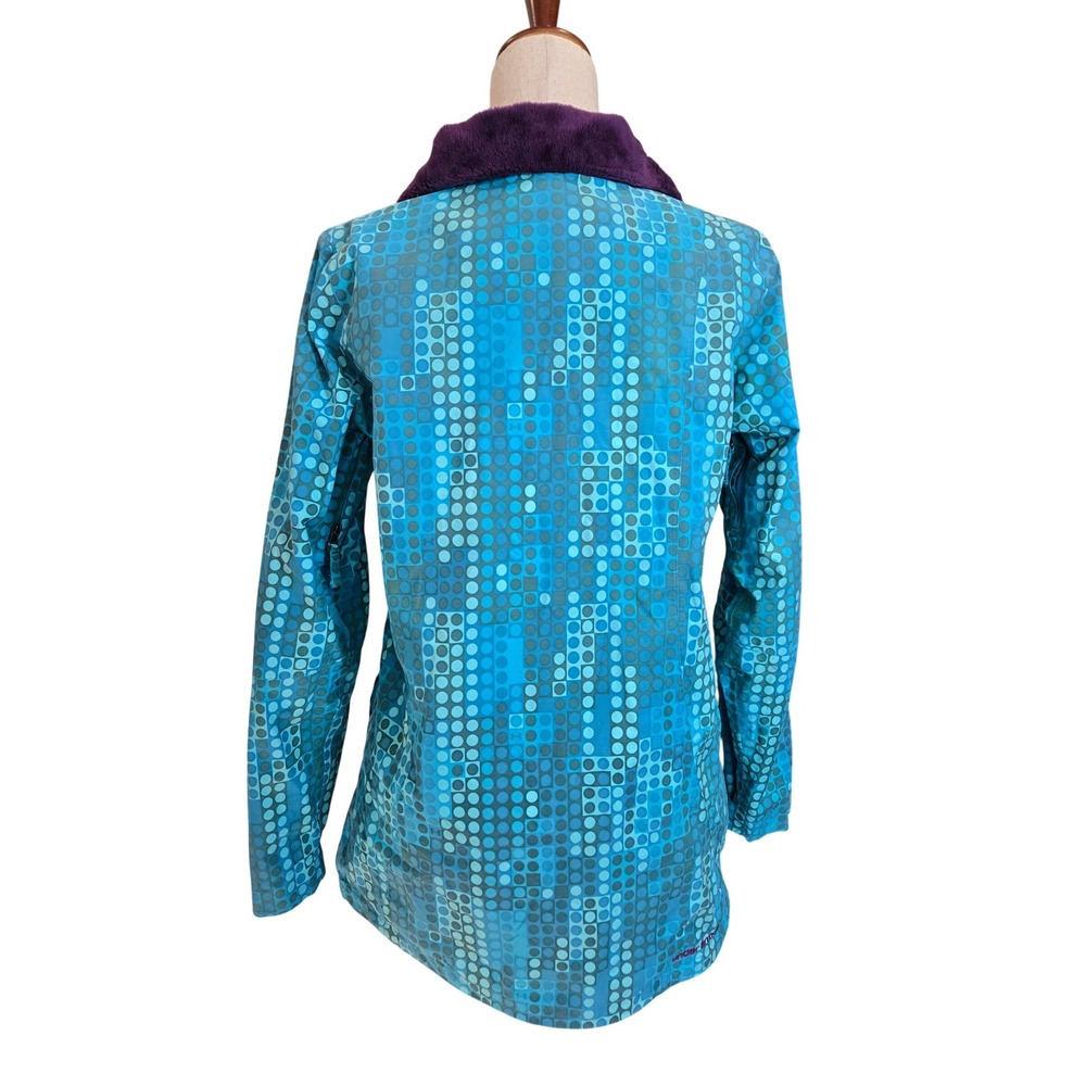 Under Armour Women S Teal Blue Geometric Dot Print Hooded Ski Jacket Pockets - Picture 5 of 16